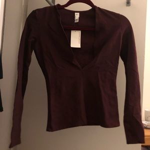 American Apparel Maroon Deep V Top